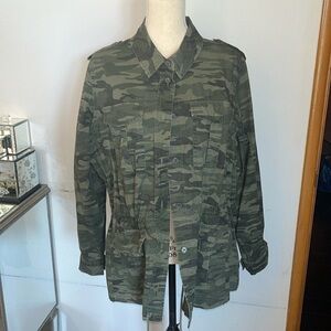 Buffalo David Bitton Green Camouflage button up Shirt Jacket Women's Sz XLarge